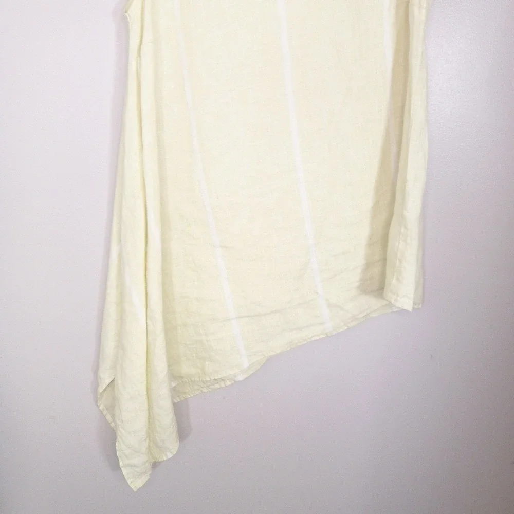 100% Linen Lagenlook Asymmetrical Tunic Tank Oska Butter Yellow Women's Size 0 - Picture 5 of 5